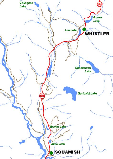 Whistler To Squamish Area Of British Columbia