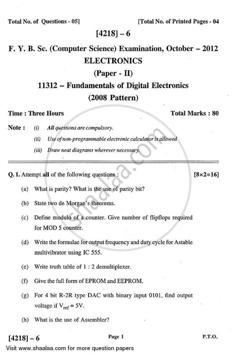 Fundamentals Of Digital Electronics B Sc Computer Science