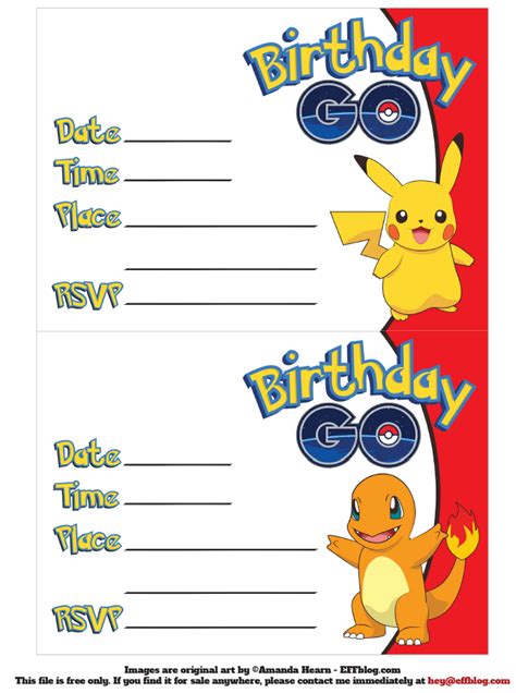 Free Pokemon Printable Birthday Invitations - Printable Word Searches