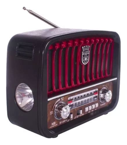 Alto Falante Bluetooth Retro Vintage Radio Am Fm Kfam Cor Vermelha