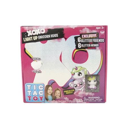 Tic Tac Toy XOXO Light Up White Unicorn Hugs & Glitter Friends - Walmart.com