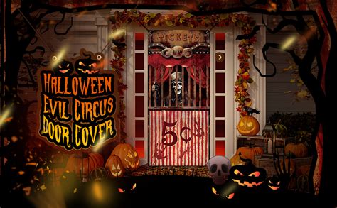 Amazon.com : Preboun Halloween Evil Circus Door Cover, Halloween Door ...