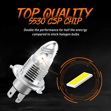 Oxilam 2x H4 Led Headlight Bulb Fanless 6000k White High And Low Beam