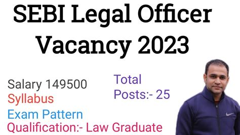 SEBI Legal Officer Vacancy 2023 SEBI Law Officer Jobs 2023 Salary