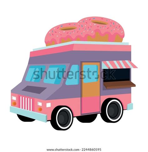 Food Truck Donuts Icon White Background Stock Vector Royalty Free