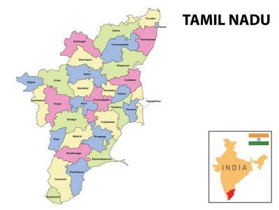 Tamil Nadu District Map With Capitals