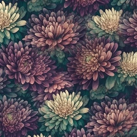 Premium AI Image | A floral pattern with a purple and green background.