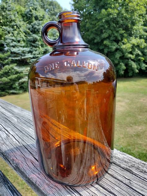 Vintage Illinois Glass Company One Gallon Amber Glass Jug C 1920s Etsy