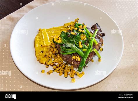Beef Grilled Meat With Vegetables Stock Photo Alamy