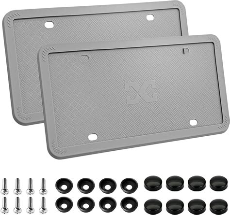 Silicone Gray License Plate Frame Covers 2 Pack Front And Back Car