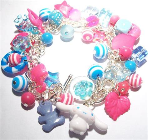 Kawaii Cinnamoroll Bracelet With Blue And Pink Charms Sanrio Hello