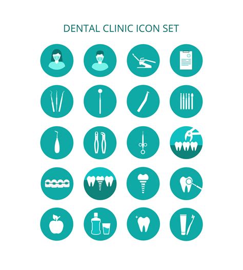 Dental Clinic Icon Set Vector Icons Of Dental Clinic Services Tools