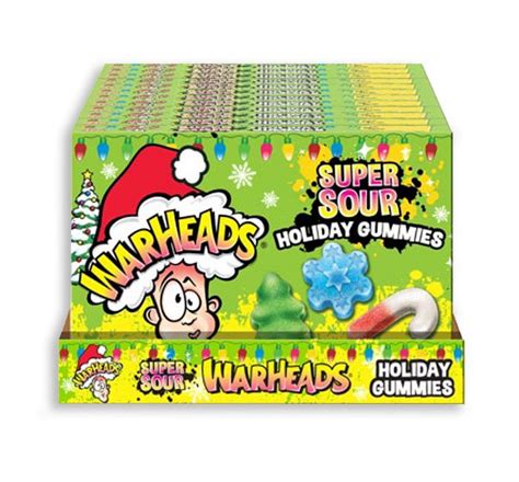 Flix Candy Warheads Christmas Holiday Mix Sour Gummy 3 Ounce Theater Box 12 Count Display Box