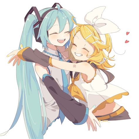 Hatsune Miku And Kagamine Rin Vocaloid Drawn By M0ti Danbooru