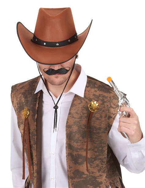 Chapeau cowboy marron à bordures noires adulte achat de Accessoires