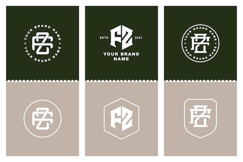 Lettre De Collection Monogramme Fz Ou Zf Avec Design D Insigne De Style