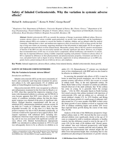 Pdf Safety Of Inhaled Corticosteroids Why The Variation In Systemic Adverse Effects