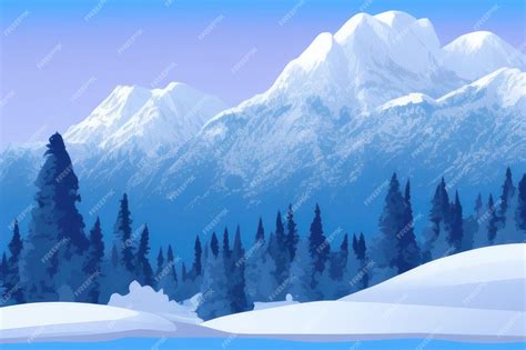 Premium Photo A Snowy Mountain Landscape With A Snowy Mountain And A