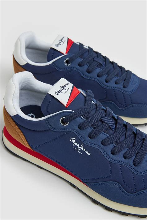 Pepe Jeans London Pantofi Sport Low Cut Uni Alb Albastru Inchis