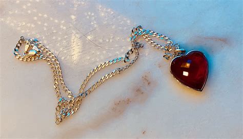 Heart shaped synthetic ruby necklace