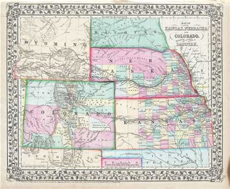 Map of Kansas, Nebraska, Colorado, Showing also the Southern Portions ...