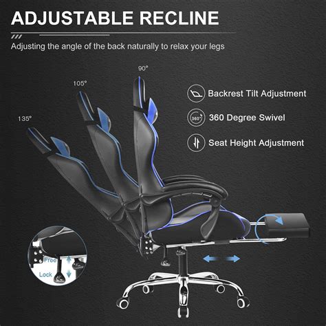 Gtracing Gaming Chair With Footrest And Ergonomic Lumbar Massage Pillow