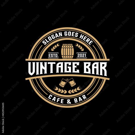 Vintage Bar Cafe Stamp Label Emblem Badge Logo Design Template ...