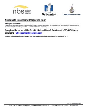 Fillable Online Nationwide Beneficiary Designation Form Fax Email Print