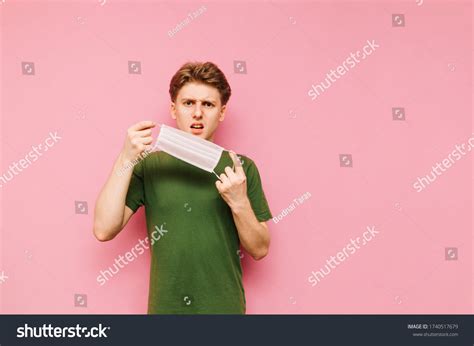 Frightened Young Man Shocked Face Puts Stock Photo Edit Now 1740517679