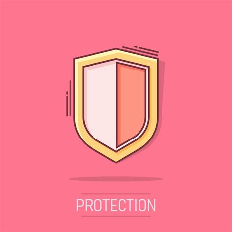 Premium Vector Vector Cartoon Shield Protect Icon In Comic Style