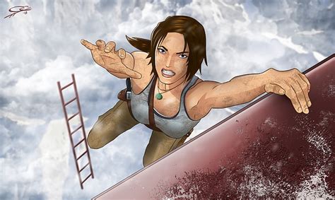 Hd Wallpaper Lara Croft Tomb Raider Artwork One Person Young Adult Cloud Sky Wallpaper