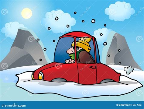 Car Stuck In The Snow Stock Illustration Illustration Of Stuck