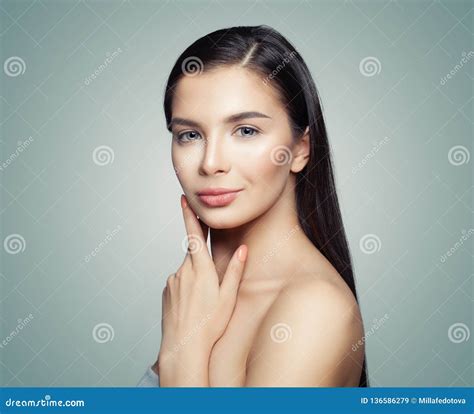 Cute Young Woman Spa Model With Long Hair And Clear Skin Stock Image