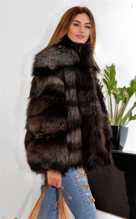 Fox Furs Fantastic Royal Saga Fox Fur Coat With Hood In Graphite