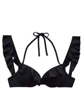 Bikini con vuelos en los hombros Negro Samia cl Tamaño S Color NEGRO