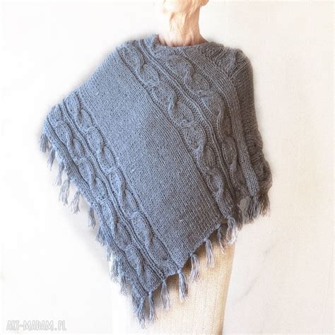 ponczo handmade ręcznie robione z wełny poncho ღ art Madam pl