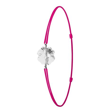 Bracelet élastique rose et trèfle SoCharm orné de Cristaux scintillants