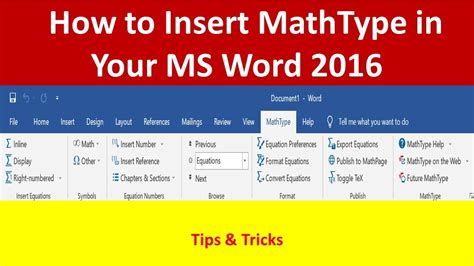 How To Insert Math Type Menu In You Ms Word Mathtype Ms Word