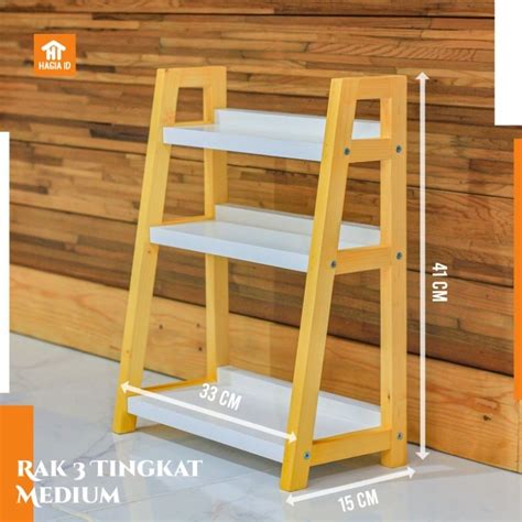 Jual Rak 3 Tingkat Medium Rak Serbaguna Rak Kayu Aesthetic Shopee