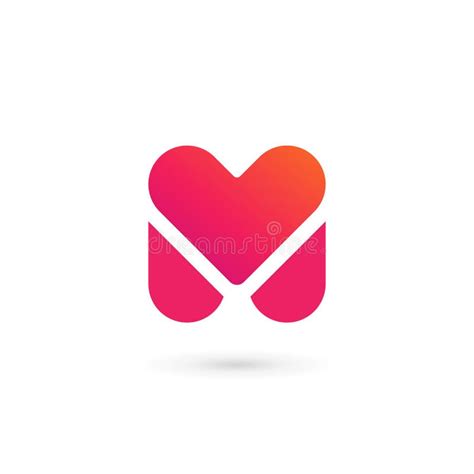 Letter M Heart Logo Icon Design Template Elements Stock Vector