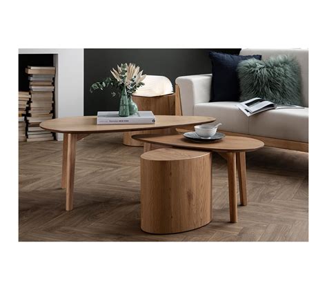 Tables Basses Gigognes Scandinaves Bois Clair Chêne lot De 2 Artik