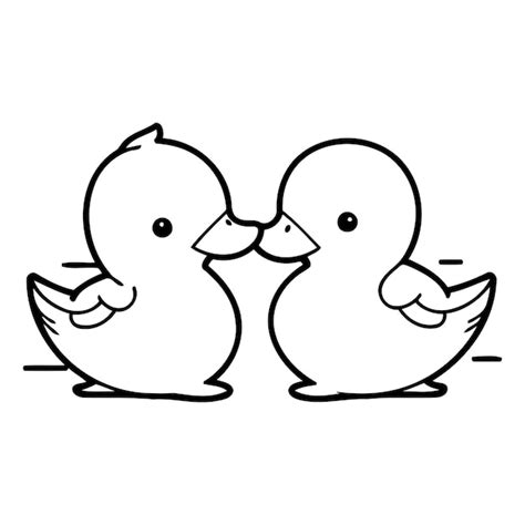 Una Linda Pareja De Patos Enamorados Ilustraci N Vectorial Al Estilo De