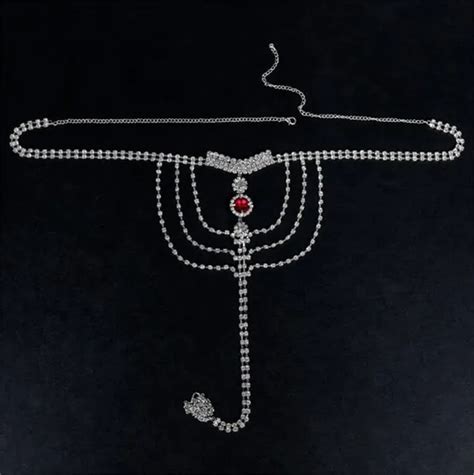 Sexy Bikini Shiny Crystal Women Thong Panties Body Chain Rhinestone Bra Thong Set Belly Chain