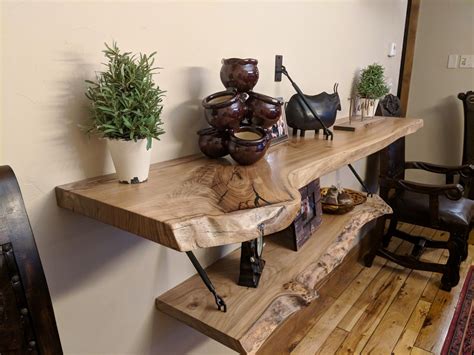 A Recent Install Of Live Edge Siberian Elm Shelves With Turn Buckle Hardware For A Floating Look