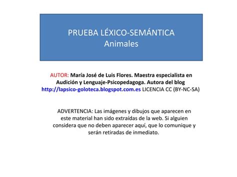 Prueba léxico semántica animales PPT