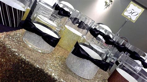 Bow Tie And Glitter Vases For The Centerpieces Decor By Davis Floral