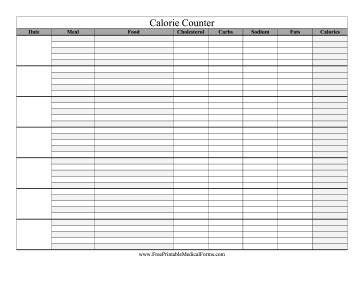 Printable Calorie Tracker Sheet