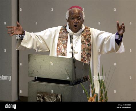 Desmond Tutu, Archbishop and winner of the Nobel Peace Prize, preaches ...