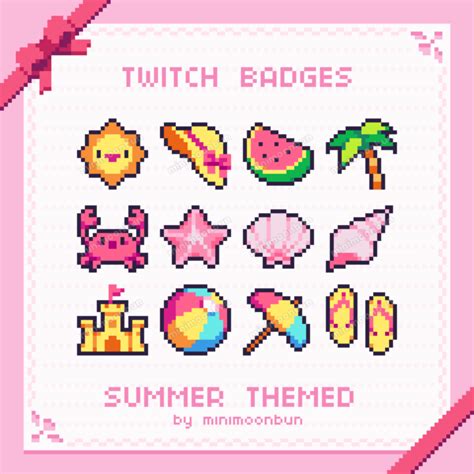 Summer Beach Badges Cute Pixel Art Twitch Sub Bit Badges