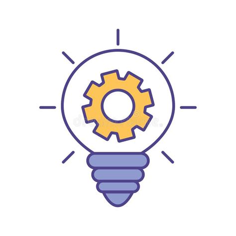 Light Bulb With Gear Line And Fill Style Icon Vector Design Stock